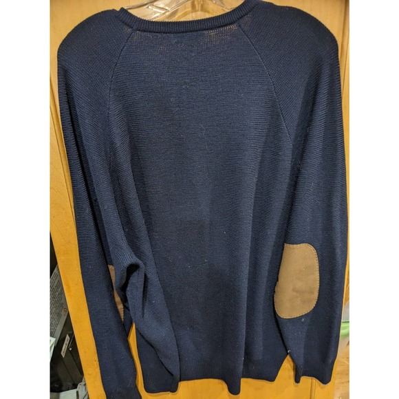 Peter Millar Sweater Men Large Extra Fine 100% Merino Wool Crewneck Elbow Patch - Picture 4 of 4